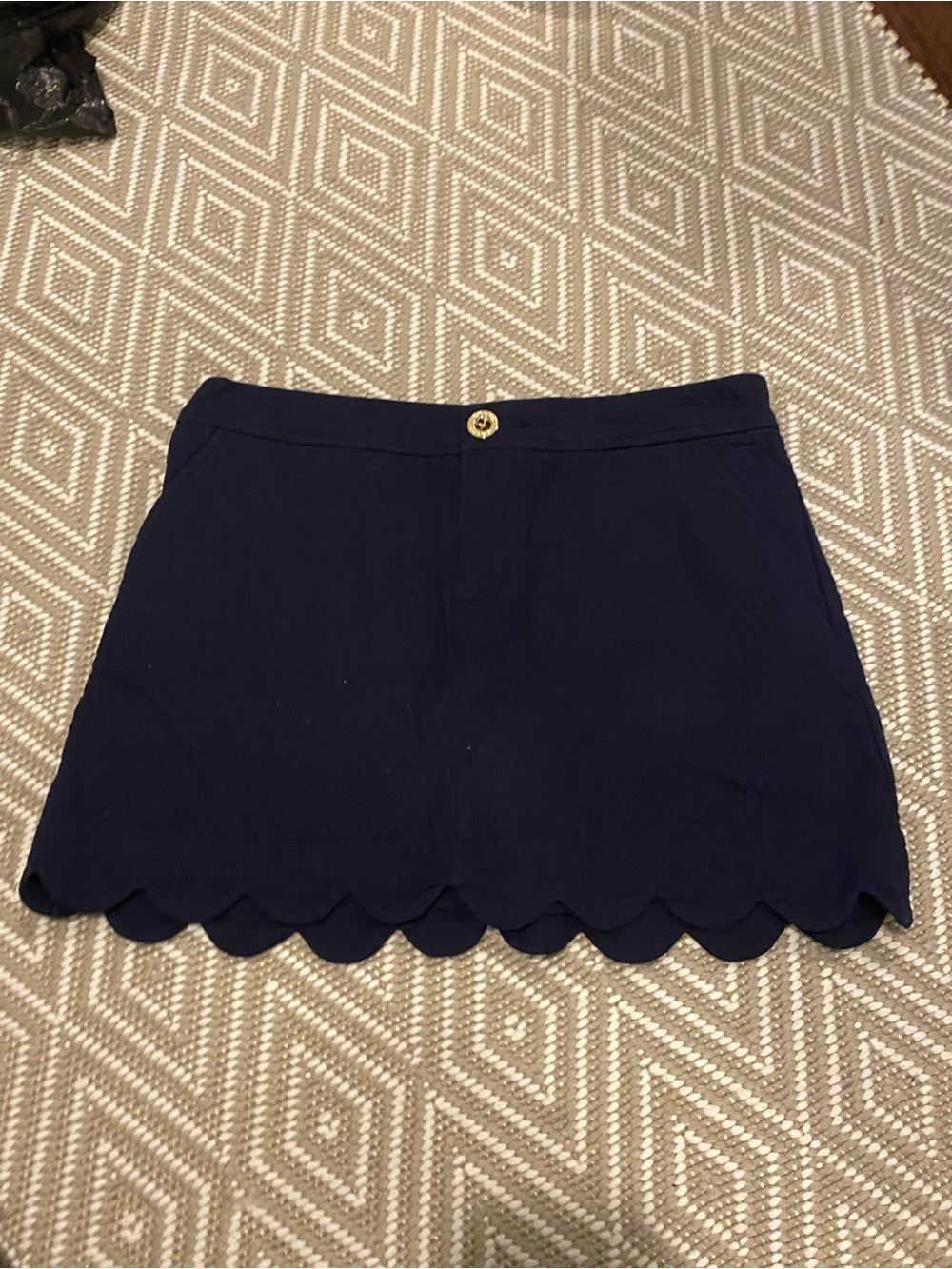 Lilly Pulitzer Navy Scalloped Hem Mini Skirt
